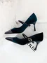 Elegant Velvet Paneled Adjustable Buckle Mary Jane Pumps