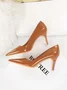 Minimalist Imitation Patent Leather Stiletto Heel Pumps