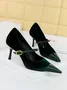 Elegant Velvet Paneled Adjustable Buckle Mary Jane Pumps