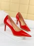 Minimalist Imitation Patent Leather Stiletto Heel Pumps