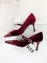 Elegant Velvet Paneled Adjustable Buckle Mary Jane Pumps