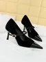 Elegant Velvet Paneled Adjustable Buckle Mary Jane Pumps