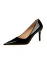 Minimalist Imitation Patent Leather Stiletto Heel Pumps