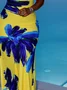 Crew Neck Short Sleeve Floral Printing Elegant Maxi Dress