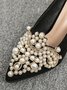 Elegant Faux Pearl Wedge Heel Mules