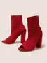 Minimalist Peep Toe Chunky Heel Elastic Sock Boots