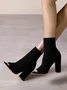 Minimalist Peep Toe Chunky Heel Elastic Sock Boots