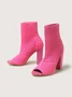 Minimalist Peep Toe Chunky Heel Elastic Sock Boots