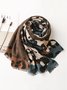 Casual Colorblock Leopard Fringed Scarf