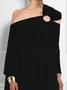 Plain Off Shoulder Sleeve Long Off Shoulder Sleeve Sleeve Loose Urban Asymmetrical Blouse