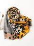 Casual Colorblock Leopard Fringed Scarf