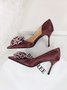 Elegant Applique Stiletto Heel D'Orsay Pumps