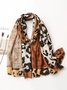 Casual Colorblock Leopard Fringed Scarf