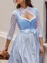 Elegant Velvet Lace Floral Dirndl Dress Three Piece