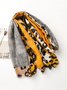 Casual Colorblock Leopard Fringed Scarf