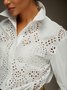 Eyelet Long Sleeve Cotton Shirt