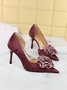 Elegant Applique Stiletto Heel D'Orsay Pumps