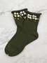 1pair Faux Pearl Beaded Mid-calf Socks