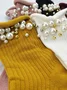 1pair Faux Pearl Beaded Mid-calf Socks