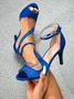 Glamorous Cut Out Satin Stiletto Heel Peep-Toe Sandals