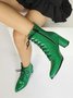 Crocodile Embossed Chunky Heel Fashion Boots