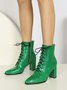 Crocodile Embossed Chunky Heel Fashion Boots