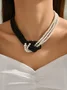 Elegant Color-block Faux Pearl Bead Multi-layer Necklace