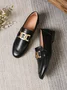 Vintage Metal Decor Loafers Elegant Work Shoes