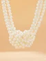 Elegant Color-block Faux Pearl Bead Multi-layer Necklace