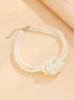 Elegant Color-block Faux Pearl Bead Multi-layer Necklace