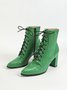 Crocodile Embossed Chunky Heel Fashion Boots