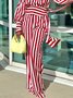 Striped Urban Regular Fit Fashion Wide Leg Pants