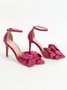 Elegant Rose Red Flower Ankle Strap Stiletto Heel Hollow Pumps