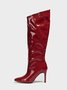 Irregular Patent PU Leather Stiletto Heel Fashion Boots