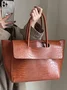 Crocodile Embossed Flip Cover Shoulder Bag Large Capacity Commuting Tote Bag