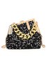 Glamorous Irregular Sequin Clutch Metal Chain Handbag with Crossbody Strap