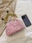 Glamorous Irregular Sequin Clutch Metal Chain Handbag with Crossbody Strap