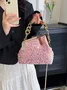 Glamorous Irregular Sequin Clutch Metal Chain Handbag with Crossbody Strap