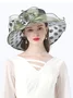 Elegant Imitation Pearl Organza Wide Brim Hats Applique Wedding Party Hat