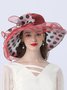 Elegant Imitation Pearl Organza Wide Brim Hats Applique Wedding Party Hat