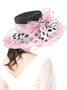 Elegant Imitation Pearl Organza Wide Brim Hats Applique Wedding Party Hat