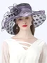 Elegant Imitation Pearl Organza Wide Brim Hats Applique Wedding Party Hat