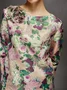 Elegant Floral Crew Neck Loose Blouse