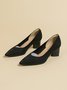 Breathable Mesh Fabric Block Heel Shallow Pumps