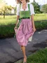 Elegant V Neck Lace-Up Color Block Dirndl Dress Three Piece