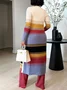 Urban High Waist Striped Color Block Pants