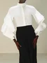 Ruffle Sleeve Elegant Mock Neck Shirt