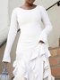 Plain Regular Sleeve Peplum Crew Neck Elegant Dress