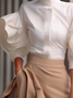 Ruffle Sleeve Elegant Mock Neck Shirt