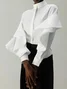 Ruffle Sleeve Elegant Mock Neck Shirt